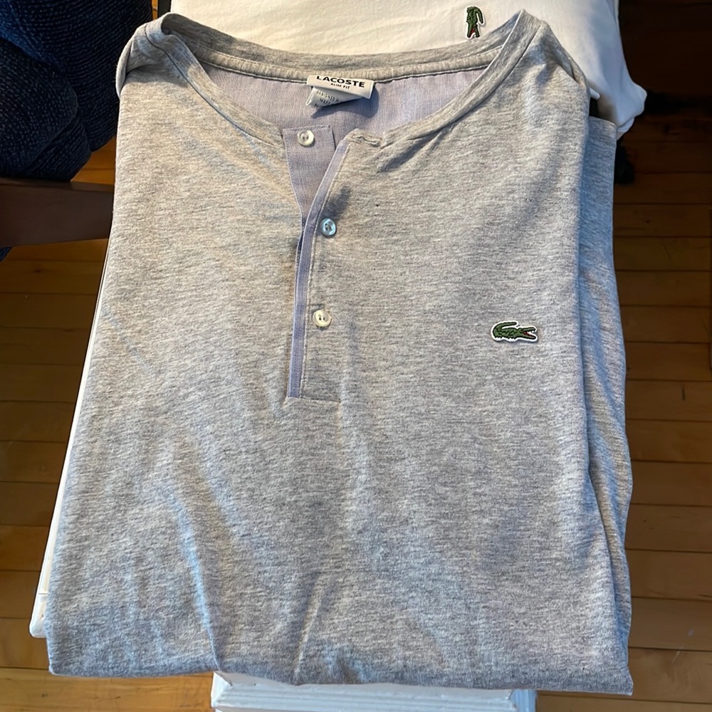 Lacoste mens short sleeve tshirt Henley size 7-xxl